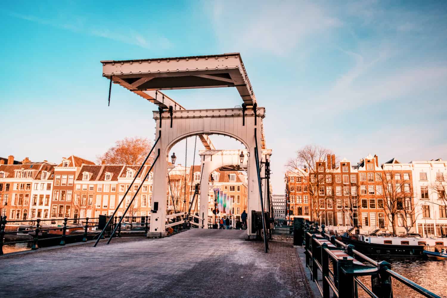 Amsterdam Netherlands, Skinny Bridge (Dutch: Magere Brug) over the Amstel river in Amstel