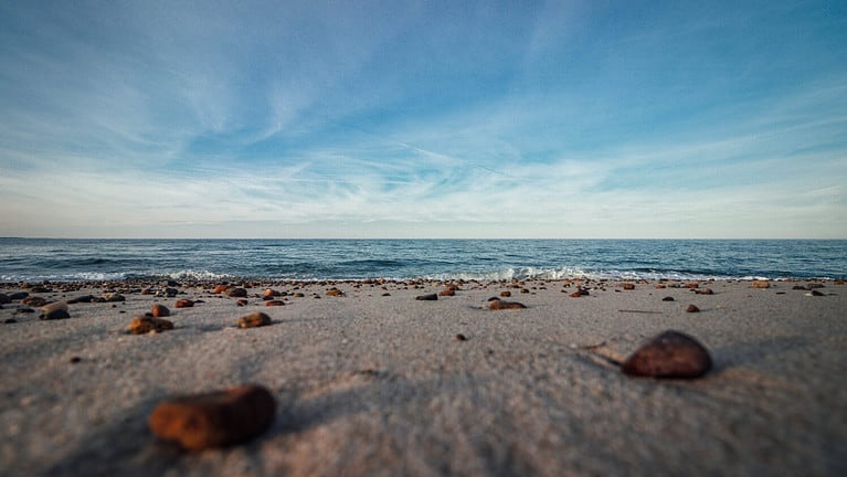 Sandy Neck beach and ocean during sunset on cape cod