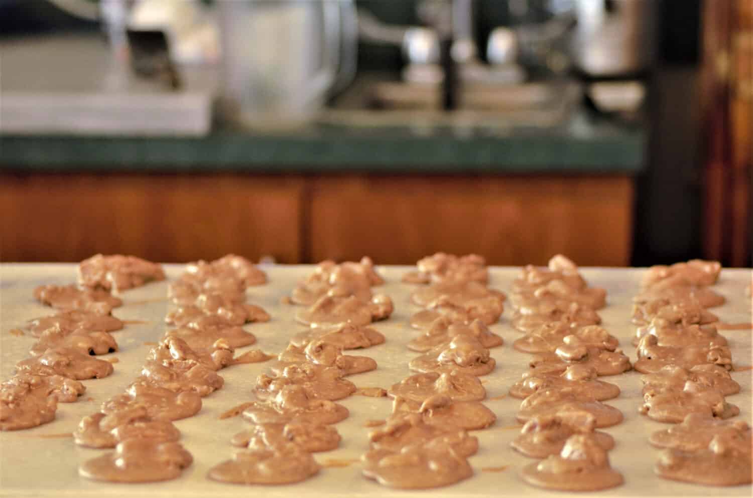 Pralines cooling at a candy store in New Orleans