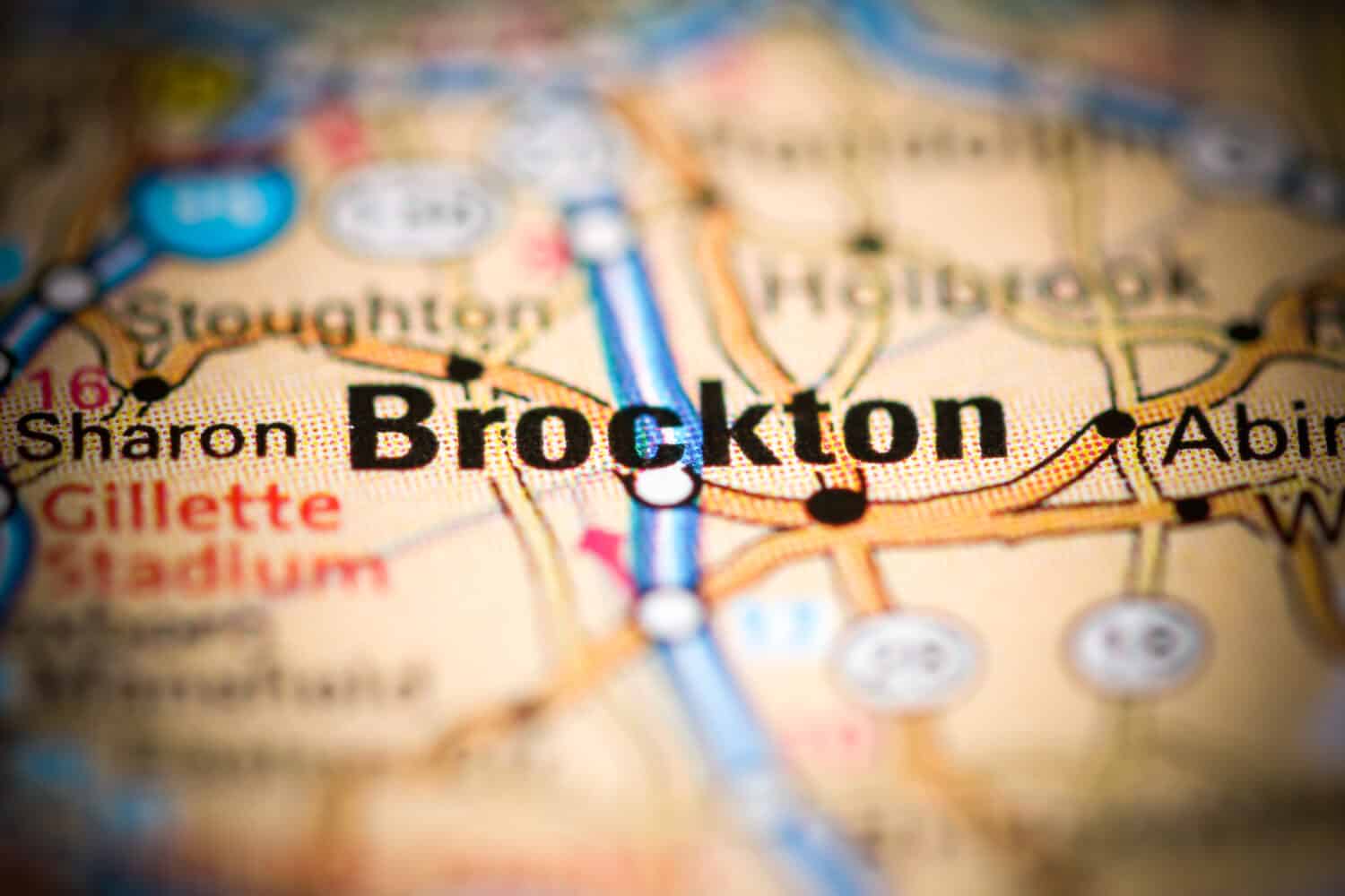 Brockton. Massachusetts. USA on a geography map