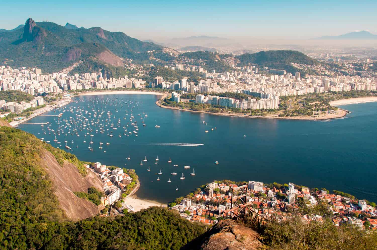 Aerial View of Guanabara Bay in Rio de Janeiro, Brazil