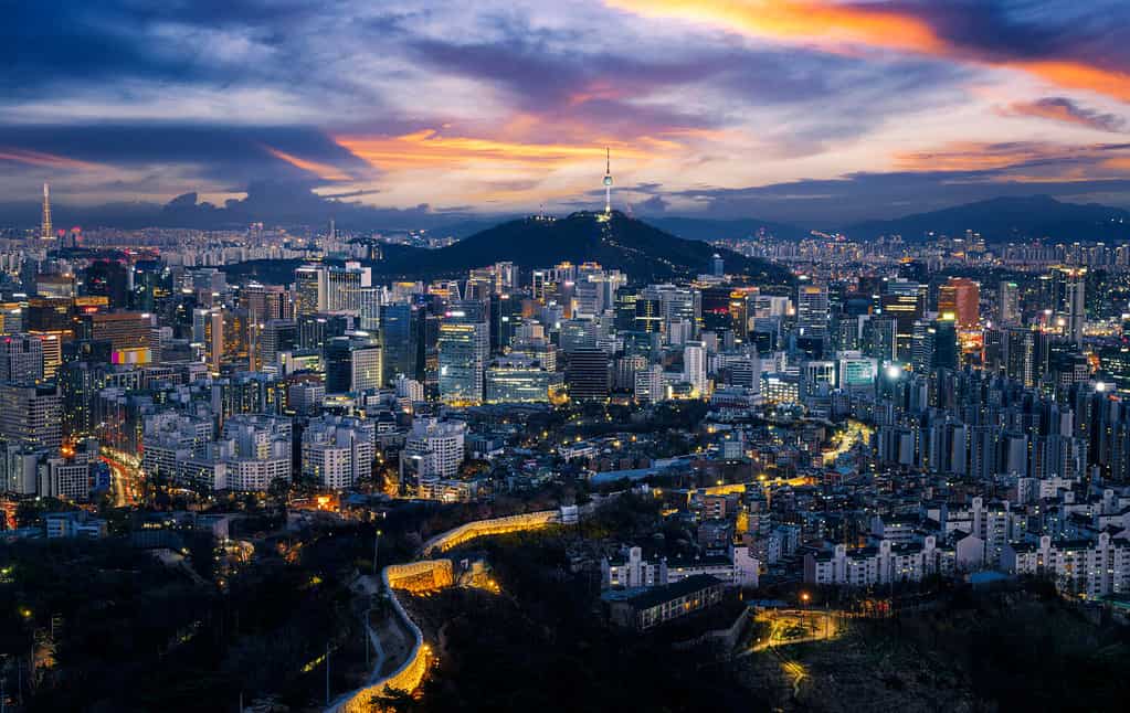 Cityscap of seoul city from top of mountain, South korea
