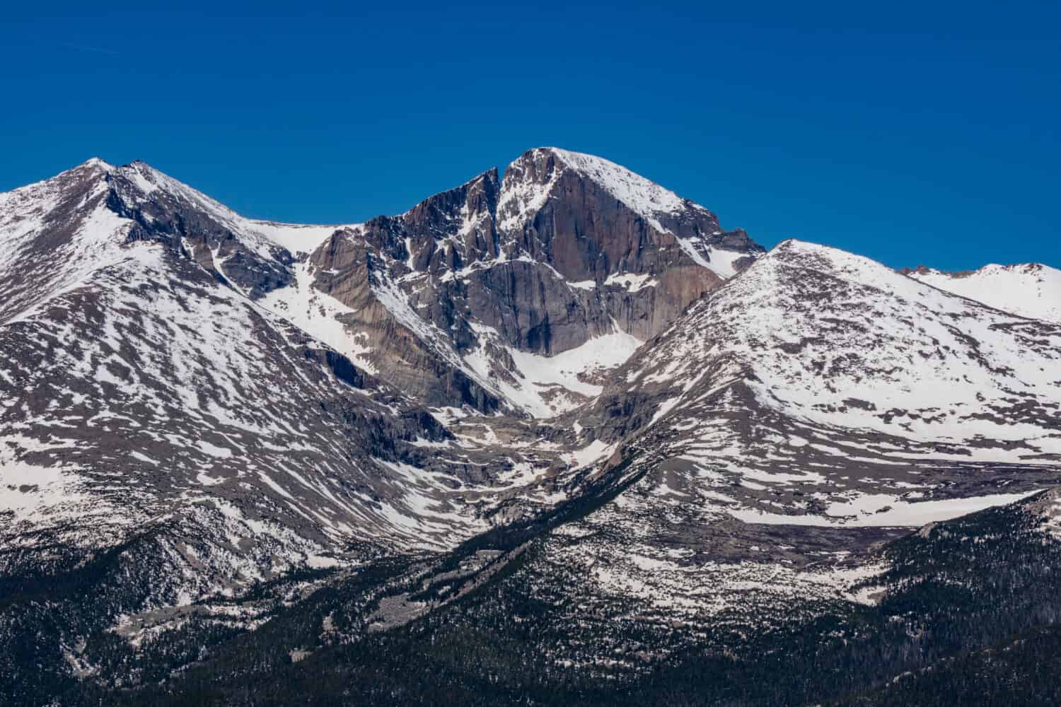 Snowy view of Longs Peak in Colorado