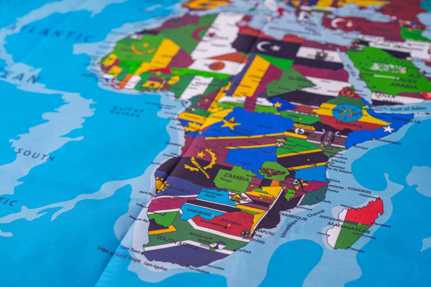 Africa flags on the map