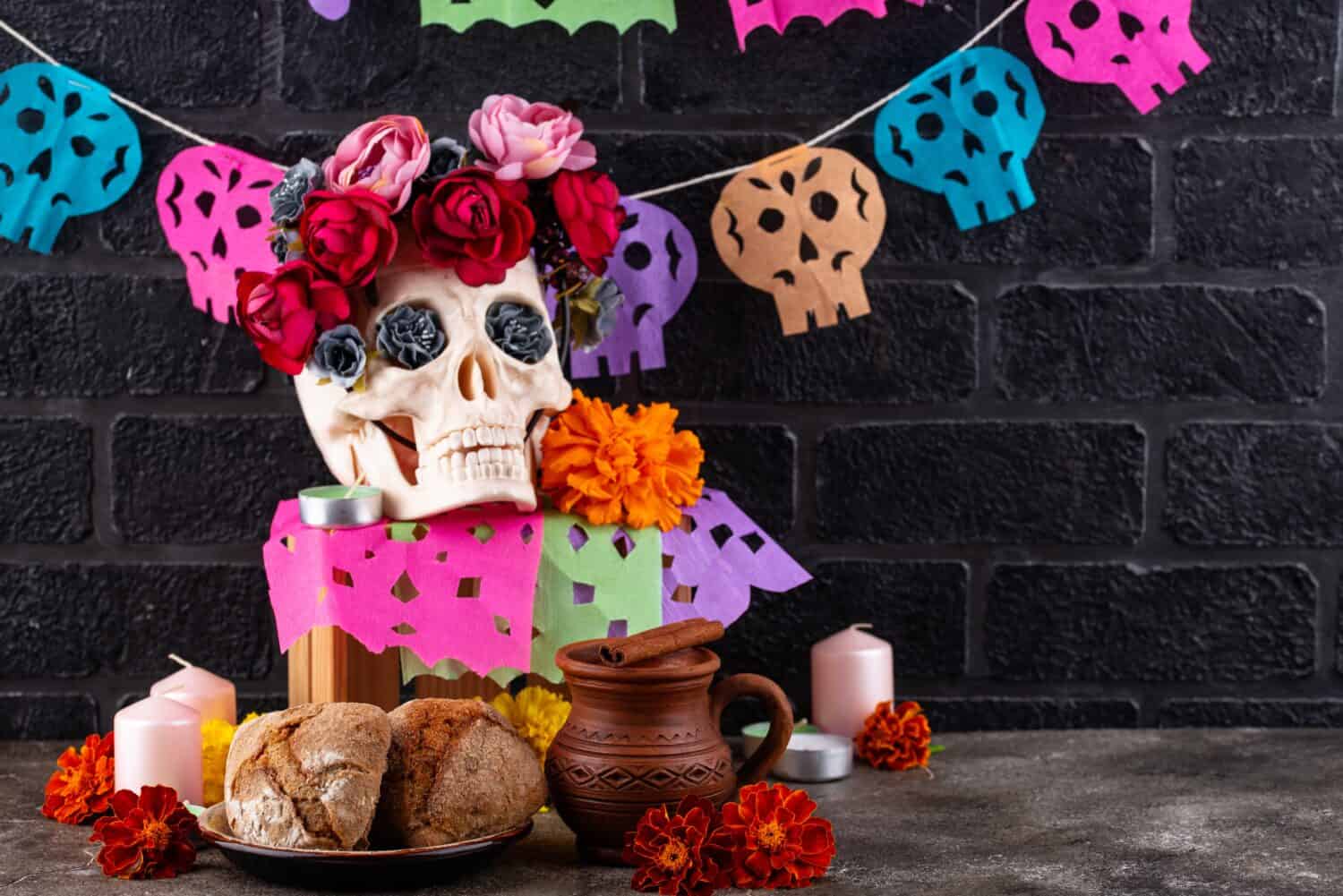 Traditional Day of the dead food for celebrating Dia De Los Muertos