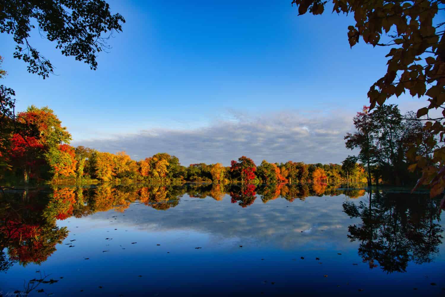 The beautiful autumn landscape with colorful foliage  Salem, Connecticut 