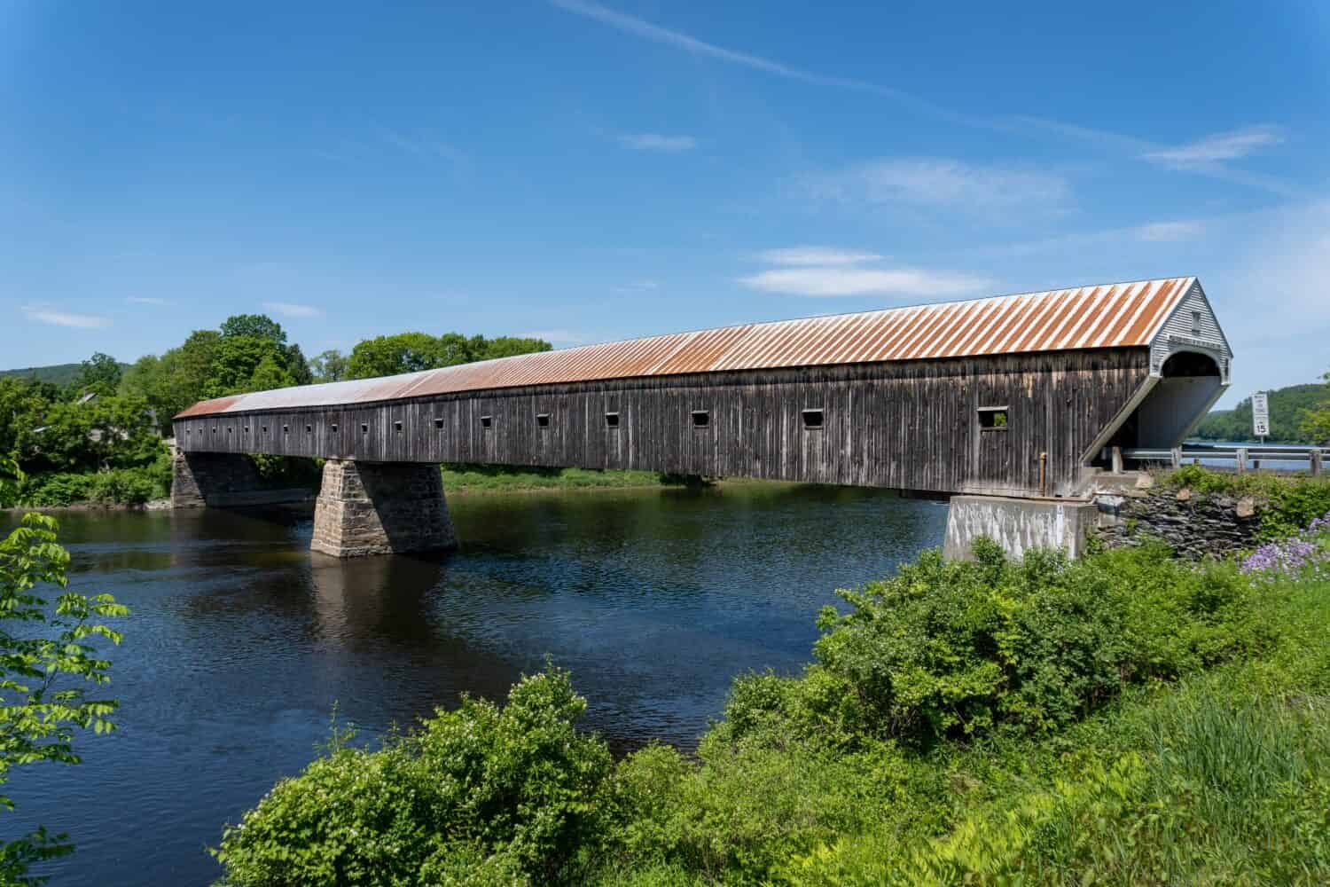 Cornish-Windsor Covered Bridge. Built in 1866, longest two-span covered bridge. Site of General Lafayette's crossing. Crosses Connecticut River between Cornish, New Hampshire, and Windsor, Vermont.
