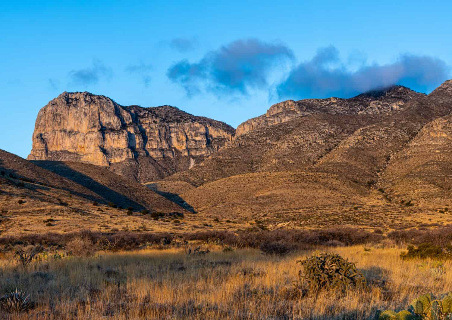 Morning Clouds on El Capitan  and Guadalupe Peak, Guadalupe Mountains National Park, Texas, USA