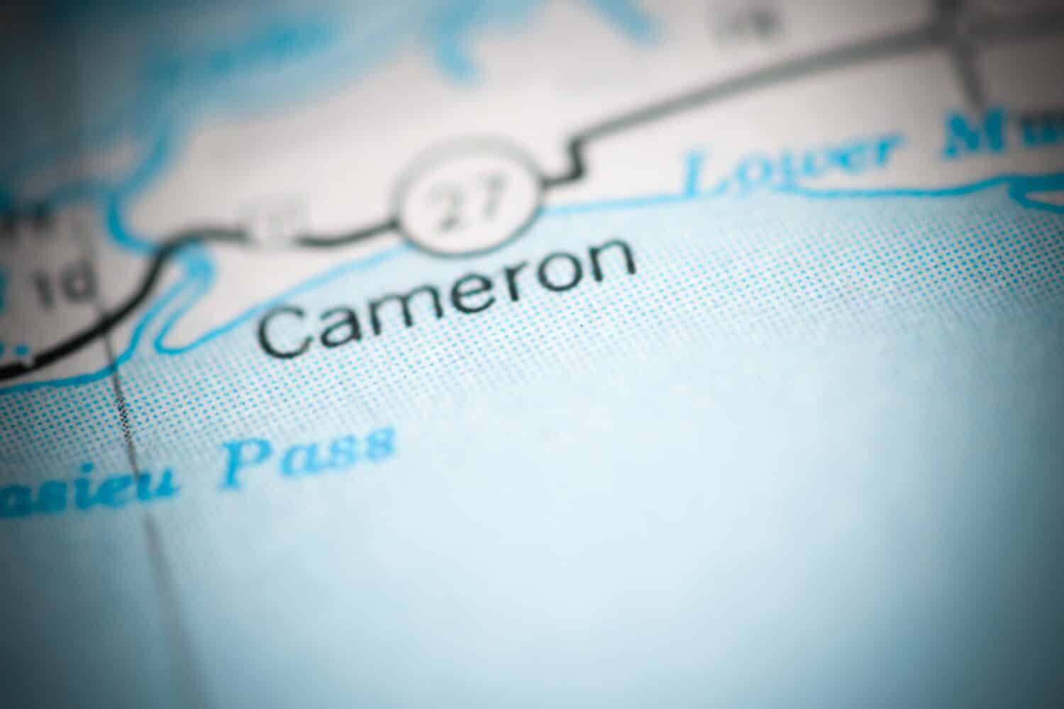 Cameron. Louisiana. USA on a geography map