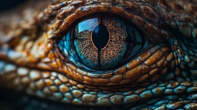 Dive into the captivating world of alligator eyes through macro photography, revealing their unique textures and mesmerizing colors.
