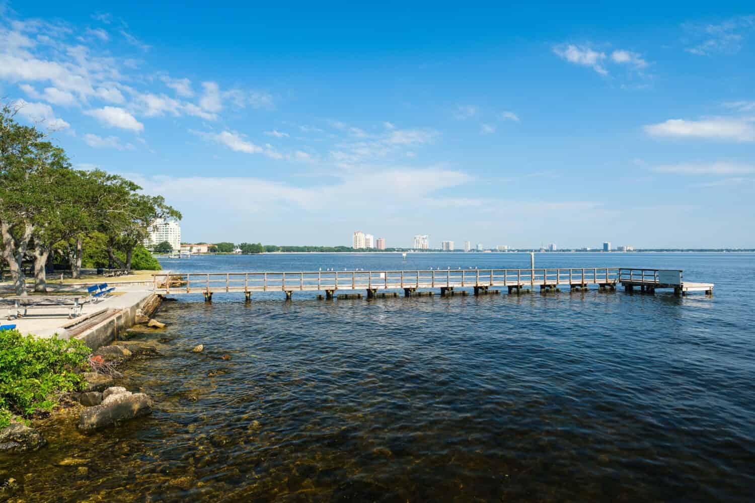 Ballast Point Park overlooking Hillsborough Bay and downtown Tampa, Florida