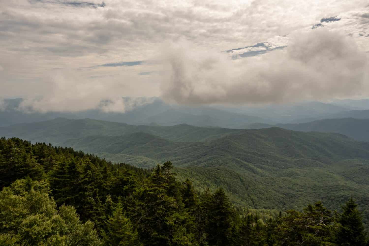 Clouds Hanging Low Over The Mountains Near Mount Sterling in Great Smoky Mountains National Park