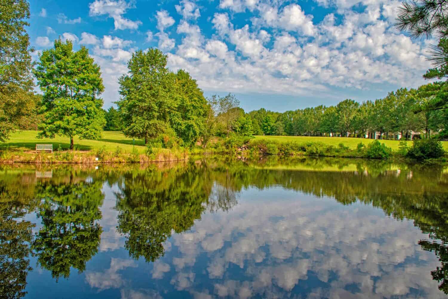 Reflections in Fearrington North Carolina on a beautiful day