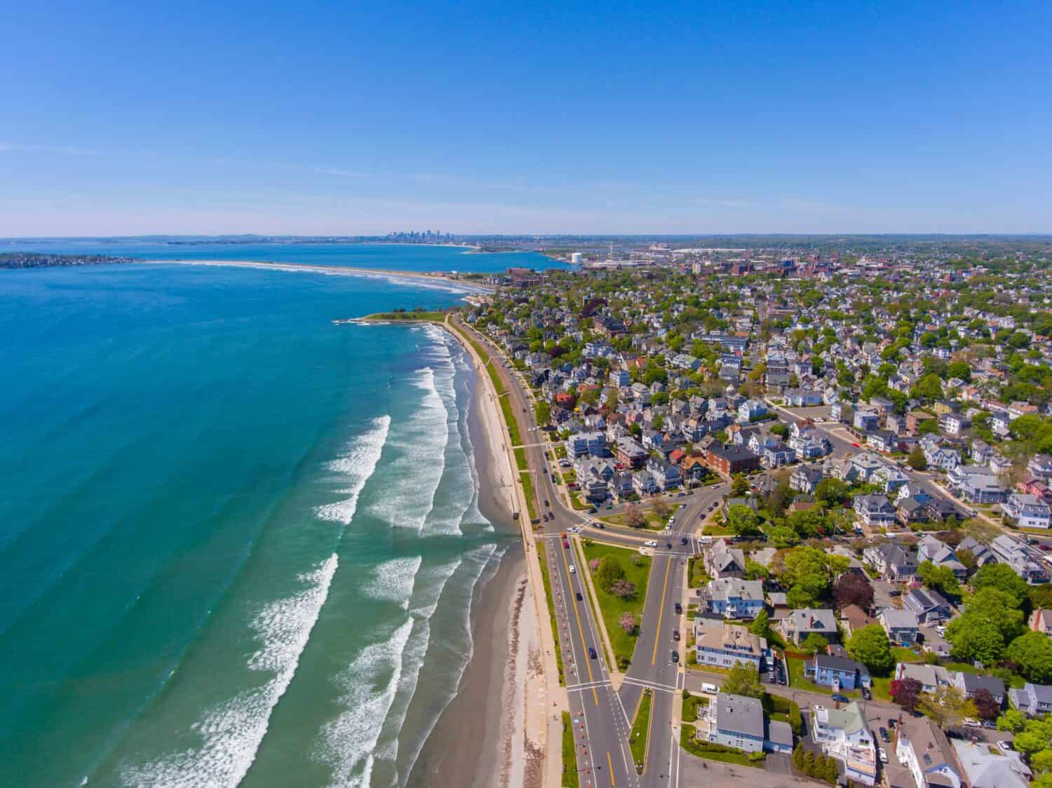 Kings Beach aerial view in town of Swampscott and city of Lynn near Boston, Massachusetts MA, USA. 