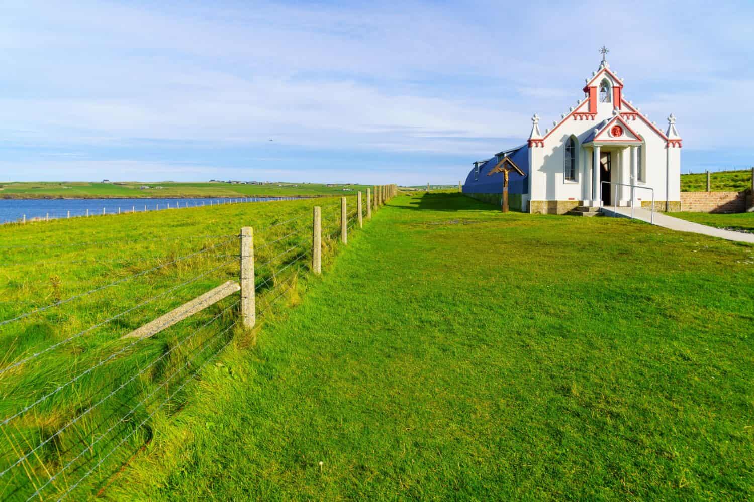 View of the Italian Chapel, in Lamb Holm, Orkney Islands, Scotland, UK