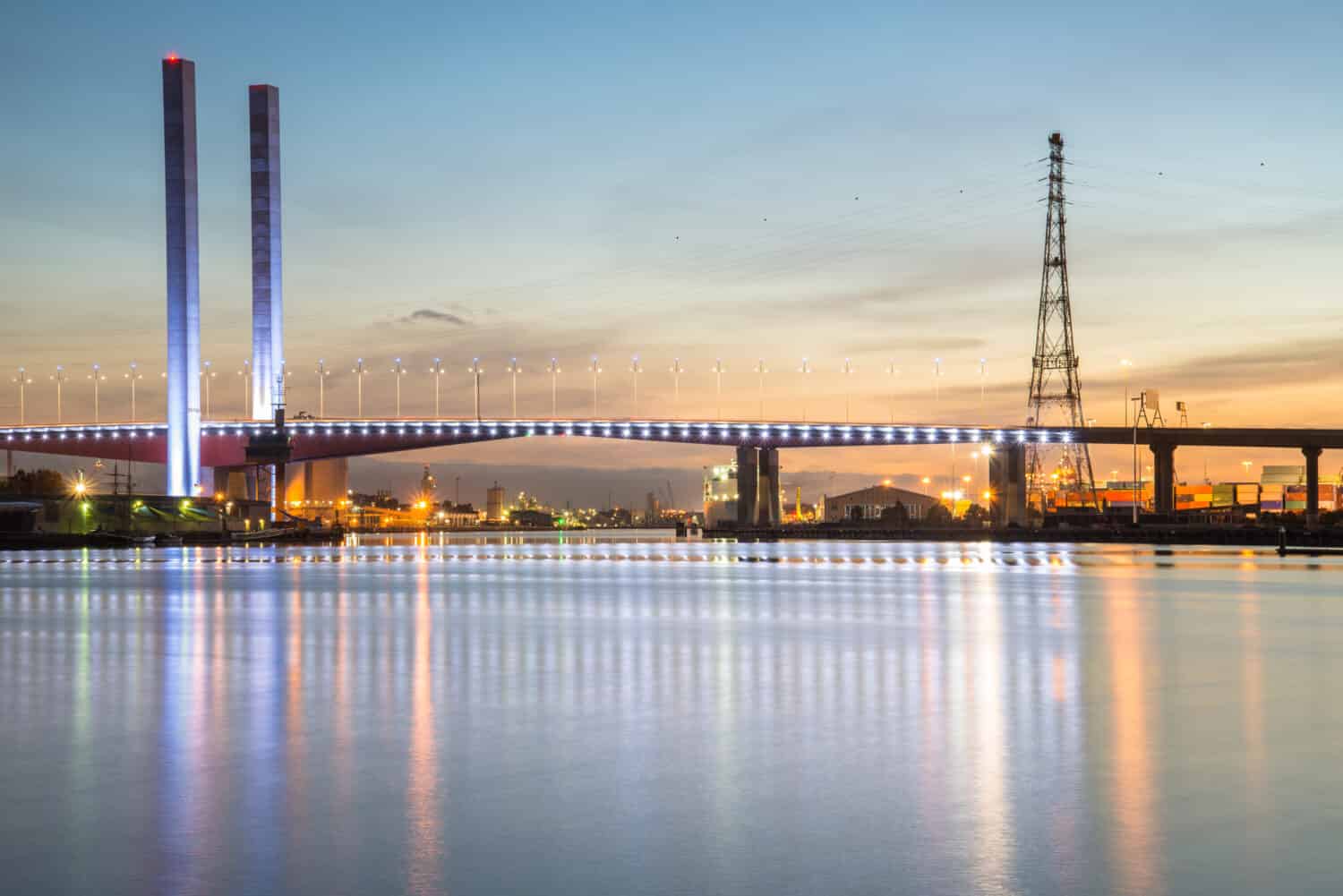 Bolte bridge the iconic landmark of Docklands, Melbourne, Australia.