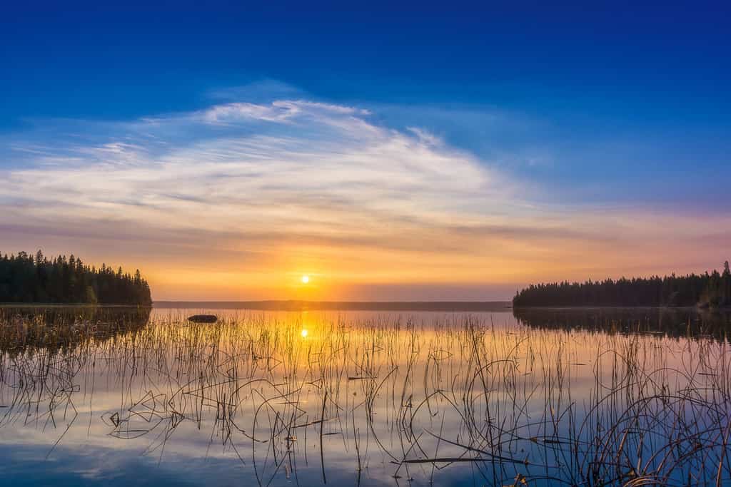 Early morning on Kingsmere Lake in Prince Albert National Park, Saskatchewan, Canada.
