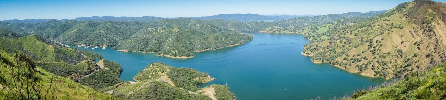 Panoramic view of south Berryessa lake from Stebbins Cold Canyon, Napa Valley, California