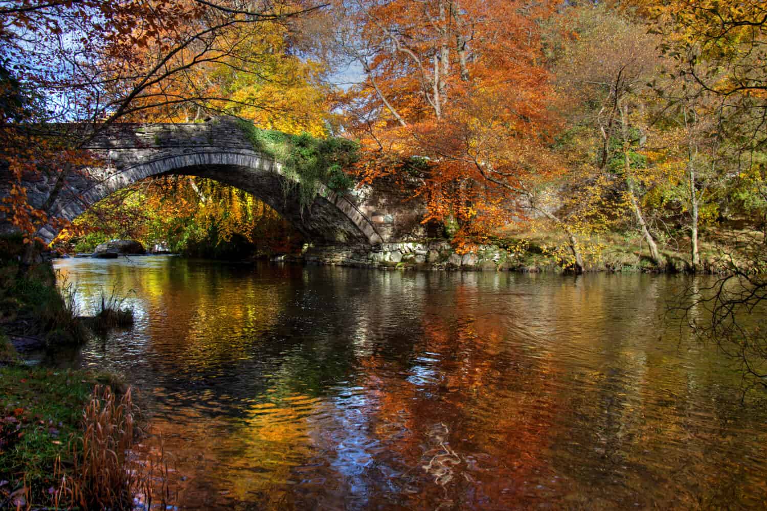 Autumn at Ogwen Bank near Bethesda in the heart of Snowdonia Wales