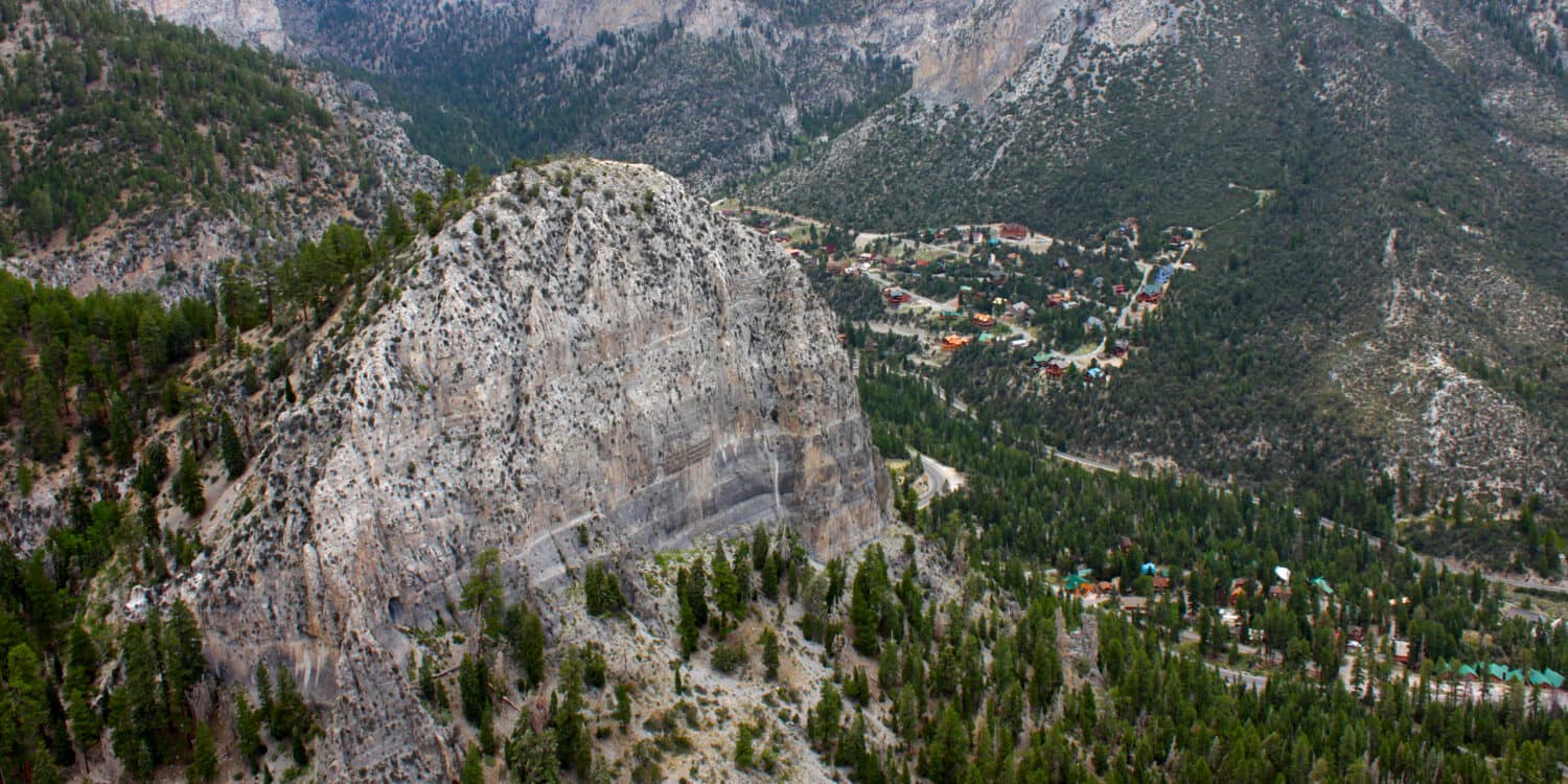Cathedral Rock seen from Echo Cliff near Mount Charleston, Nevada.