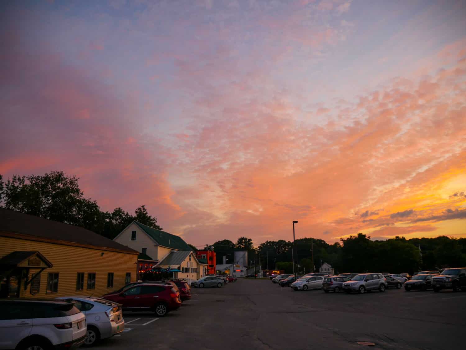 Sunset in downtown Waterville, Maine, a beautiful small town of New England region of USA