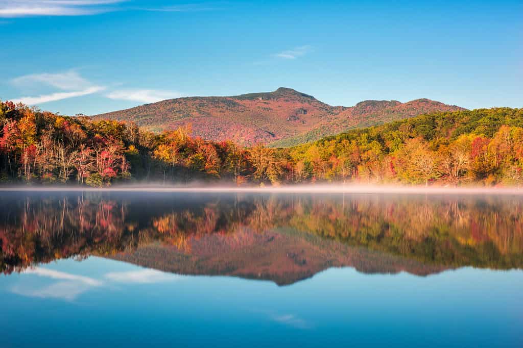 Grandfather Mountain, North Carolina, USA on Price Lake in autumn.