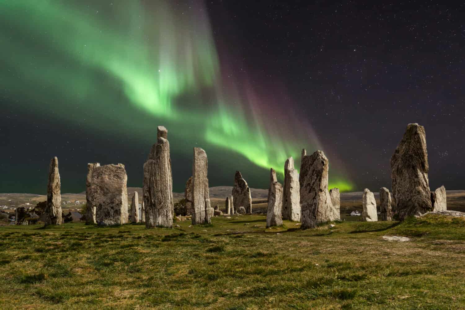 Northern lights over Callanish stones