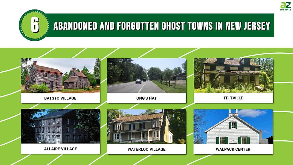 Infographic for 6 Abandoned and Forgotten Ghost Towns in New Jersey.
