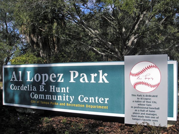 Al Lopez Park sign in Tampa, Florida