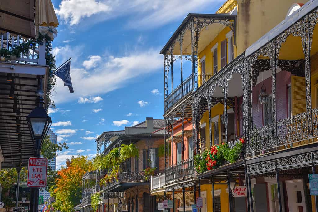 Typical houses in the French quarter of New Orleans (USA)
