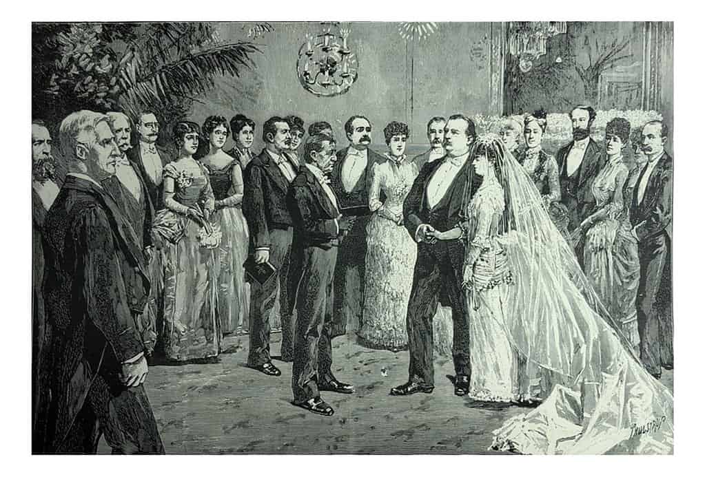 Antique illustration - The ceremony at Grover Cleveland's marriage