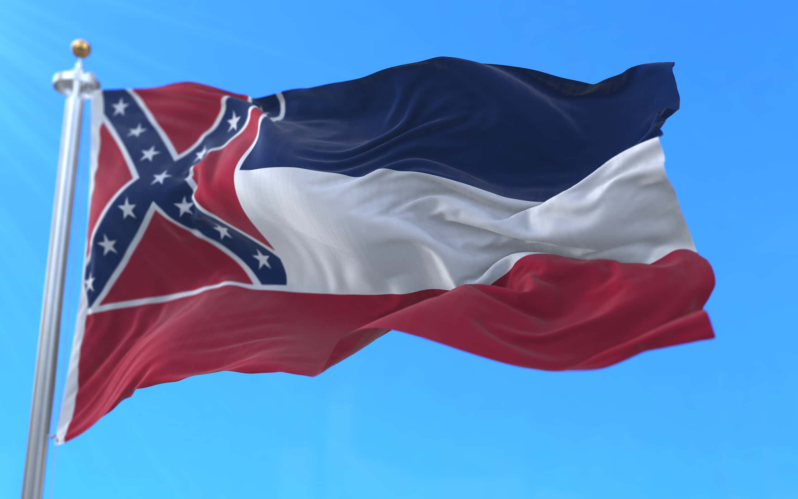 Flag of american state of Mississippi, region of the United States