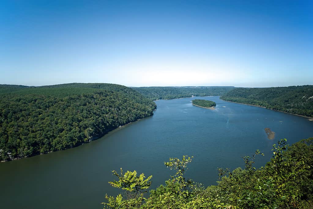 Susquehanna River in PA, USA on a summer autumn day.