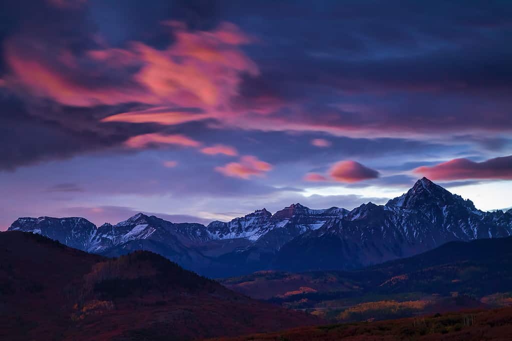 Evening over Colorado's San Juan Mountains at autumn