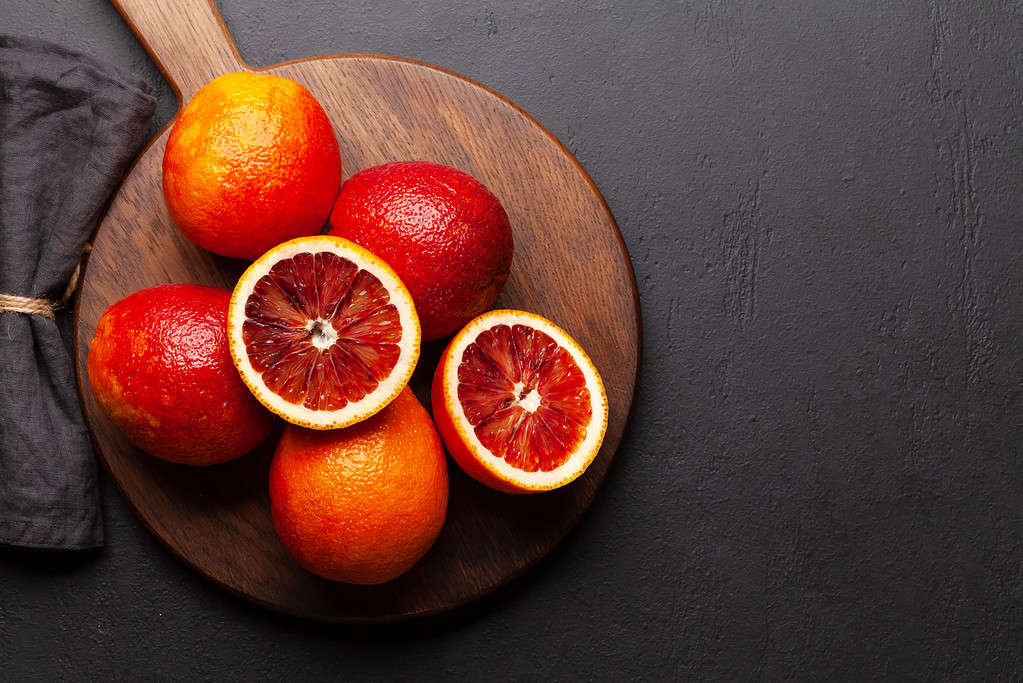 Fresh citrus fruits. Bood oranges