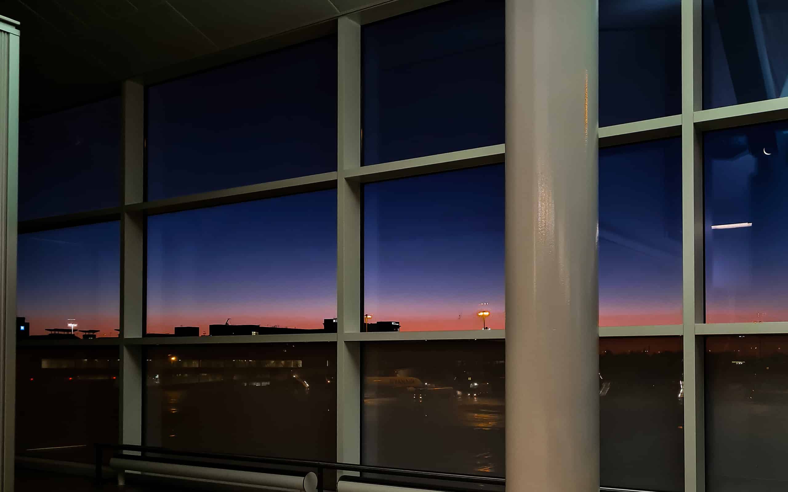 View from birmingham airport at sunrise