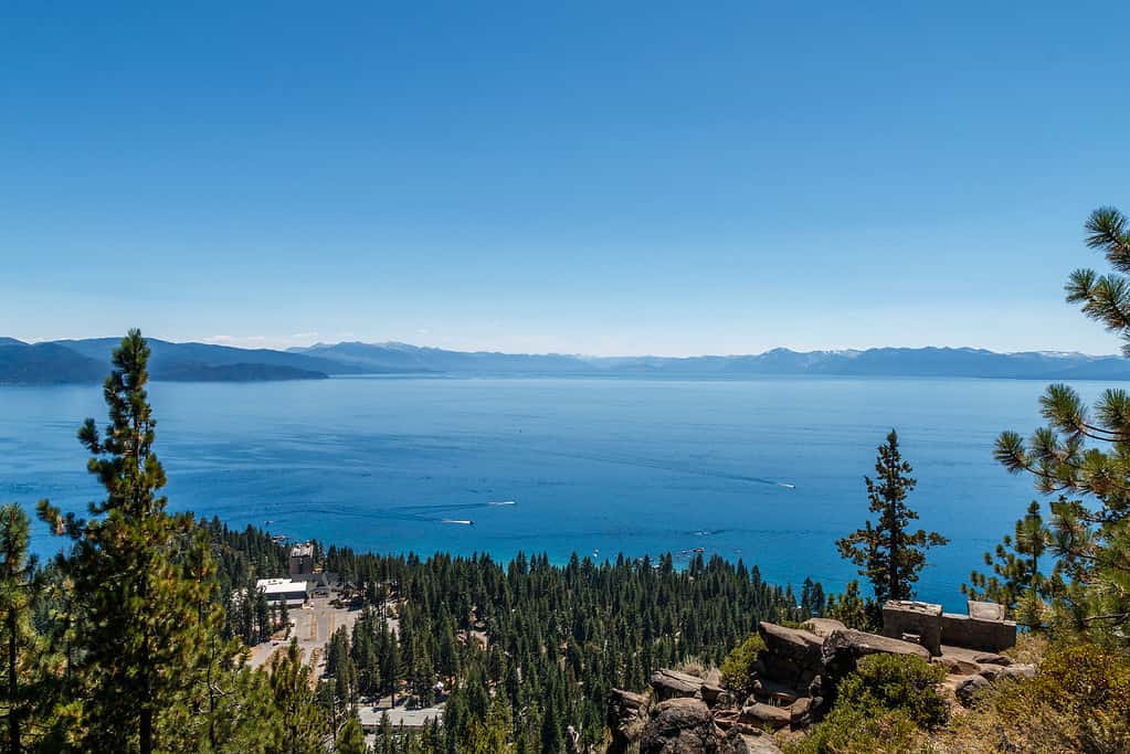 Overlook View of Lake Tahoe from Historic Stateline Fire Lookout on Border of California and Nevada
