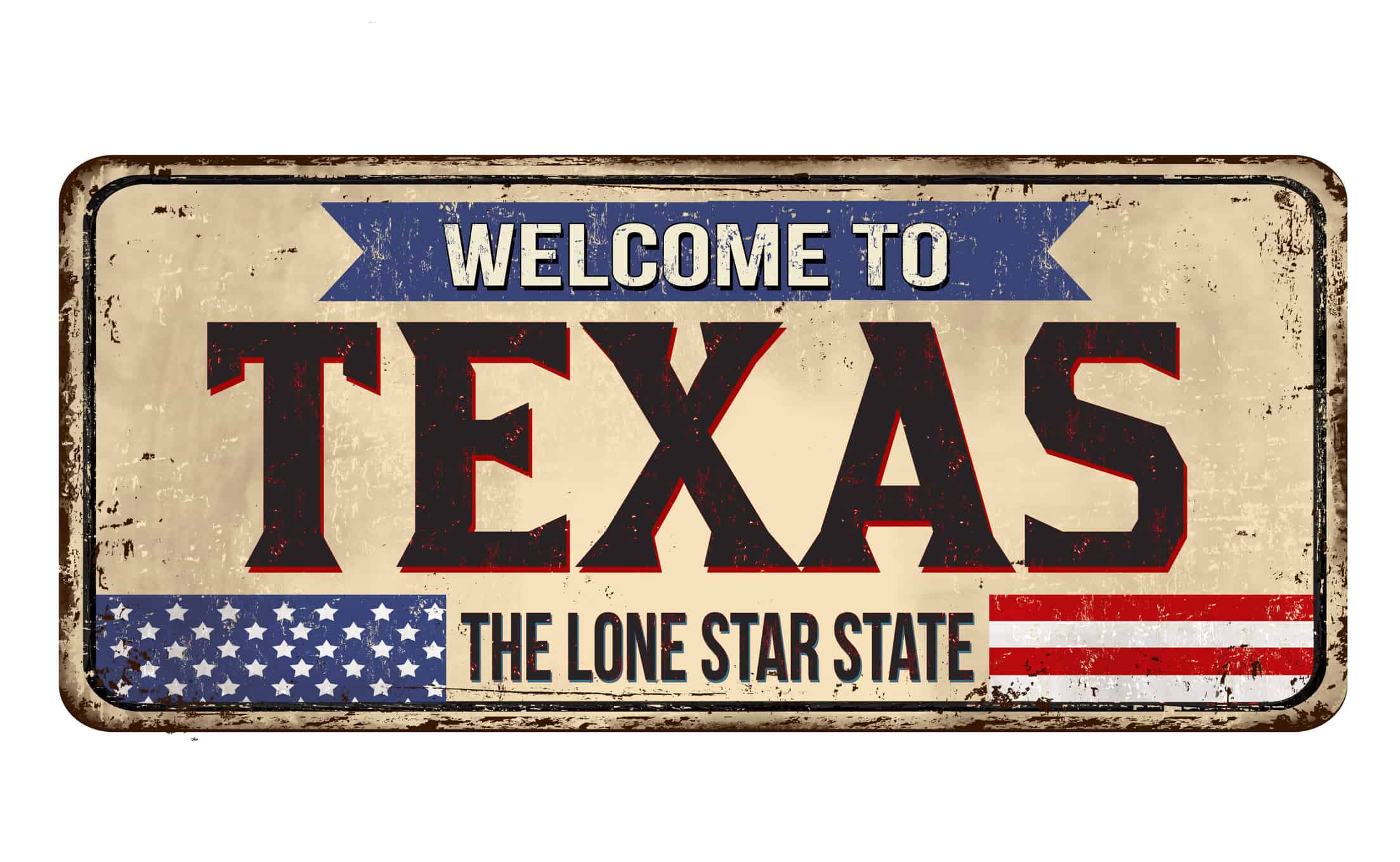 Welcome to Texas vintage rusty metal sign