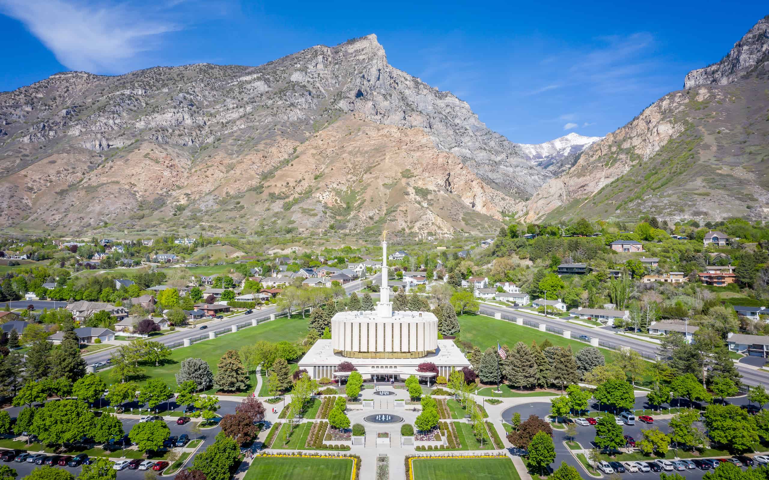 Aerial of Latter-day Saint Provo Temple at Day