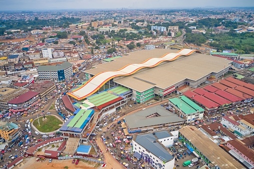 Aerial view of whole Kumasi market