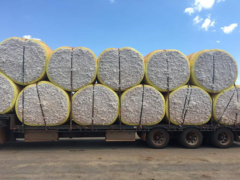Australian wool shipment on a truck