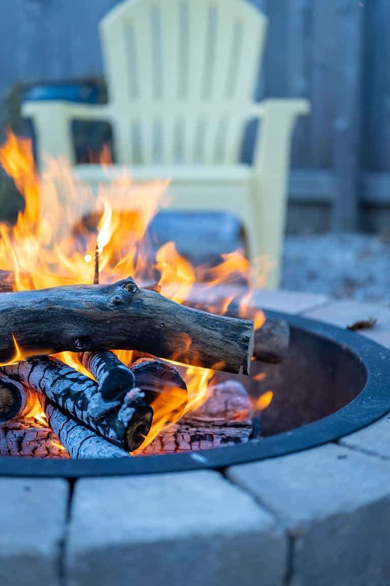 Fire bit in a backyard environment.