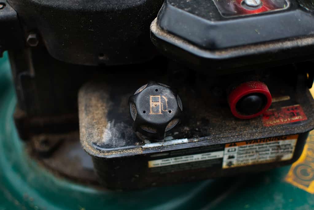 Gas Lawn Mower Fuel Tank Closeup