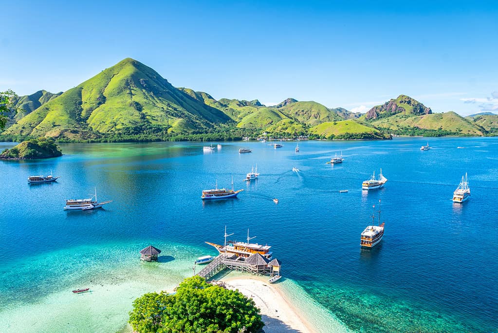 kelor island is one of the stops while cruising komodo national park