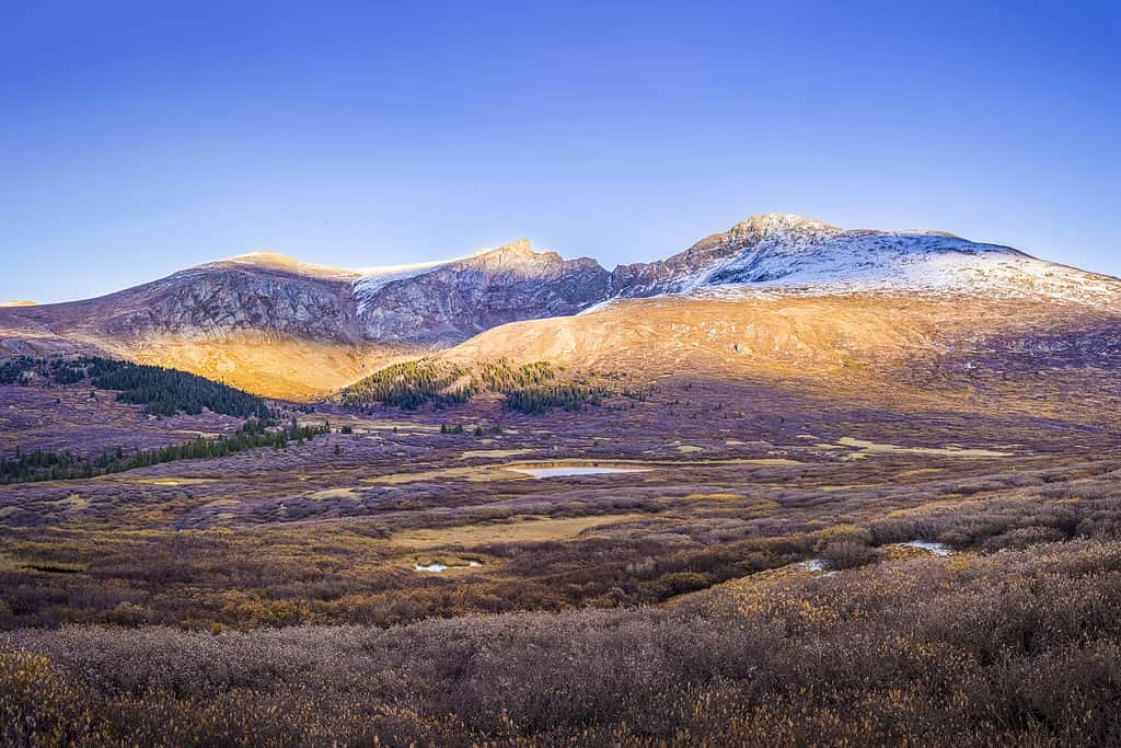Panoramic view of Mount Bierstadt in the Rocky Mountains in Colorado, USA.
