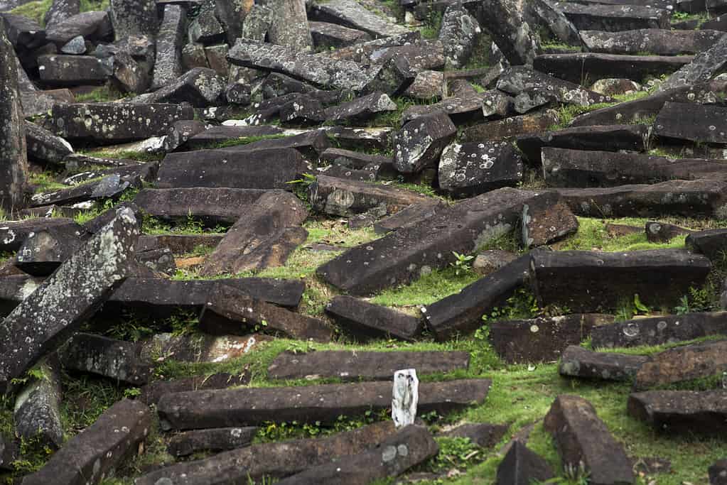 Random stones on megalithic sites, Gunung Padang, Cianjur, West Java, Indonesia