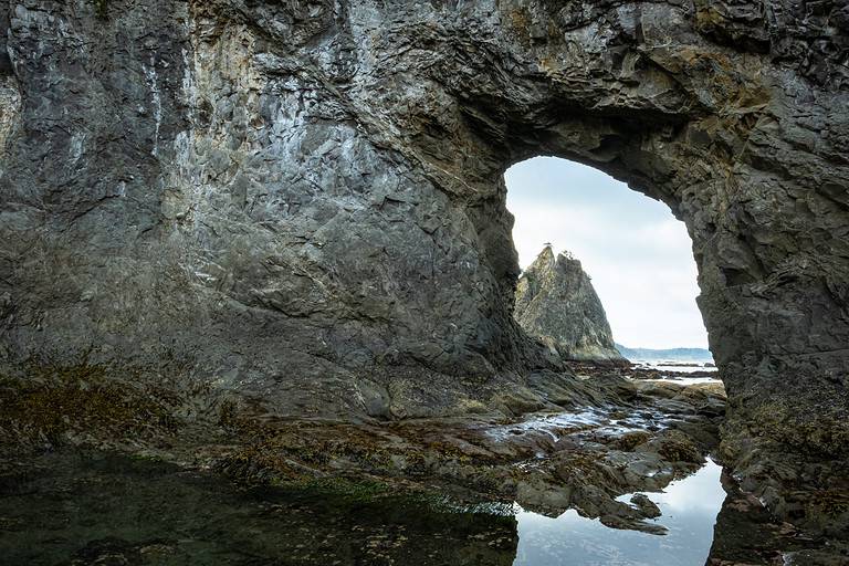 Hole-in-the-Wall at Rialto Beach in Olympic National Park.