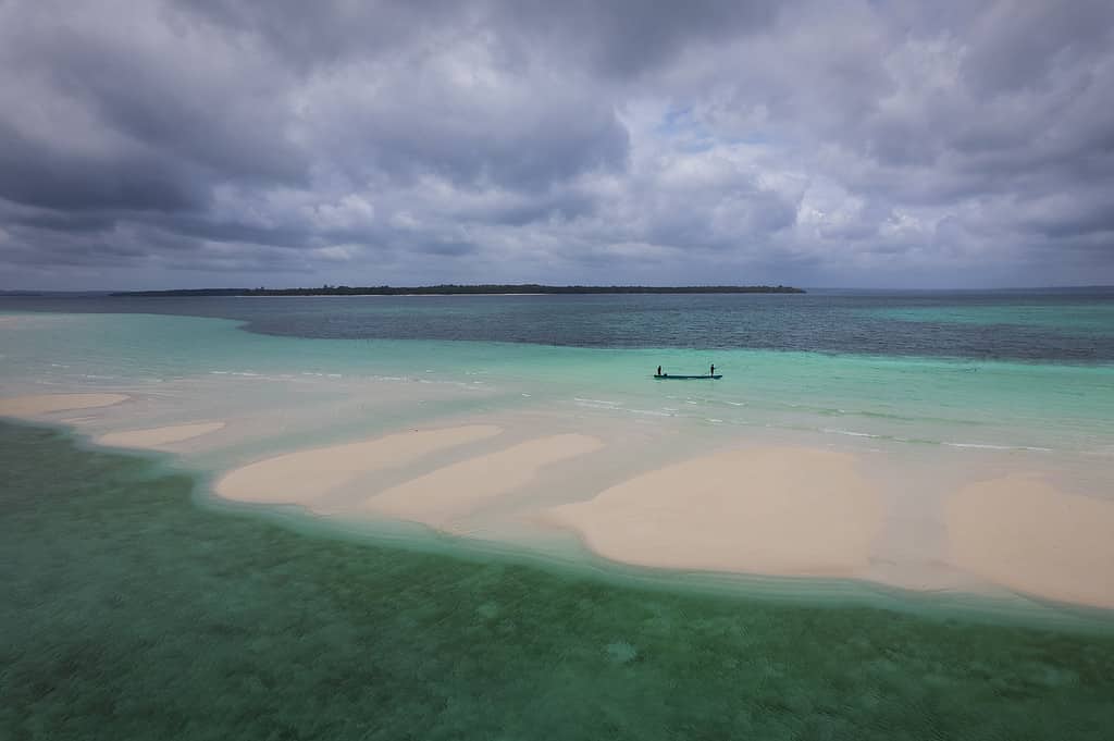 Ngurtafur sand bar and beach, turquoise water of Kei islands, Indonesia