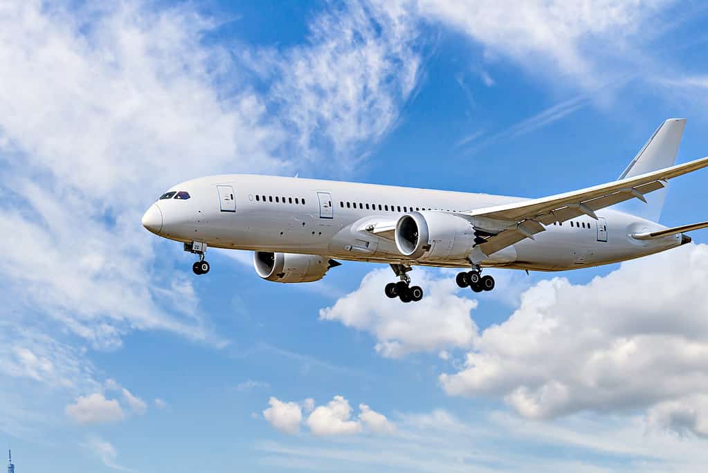 Boeing 787-8 Dreamliner passenger plane landing at the airport