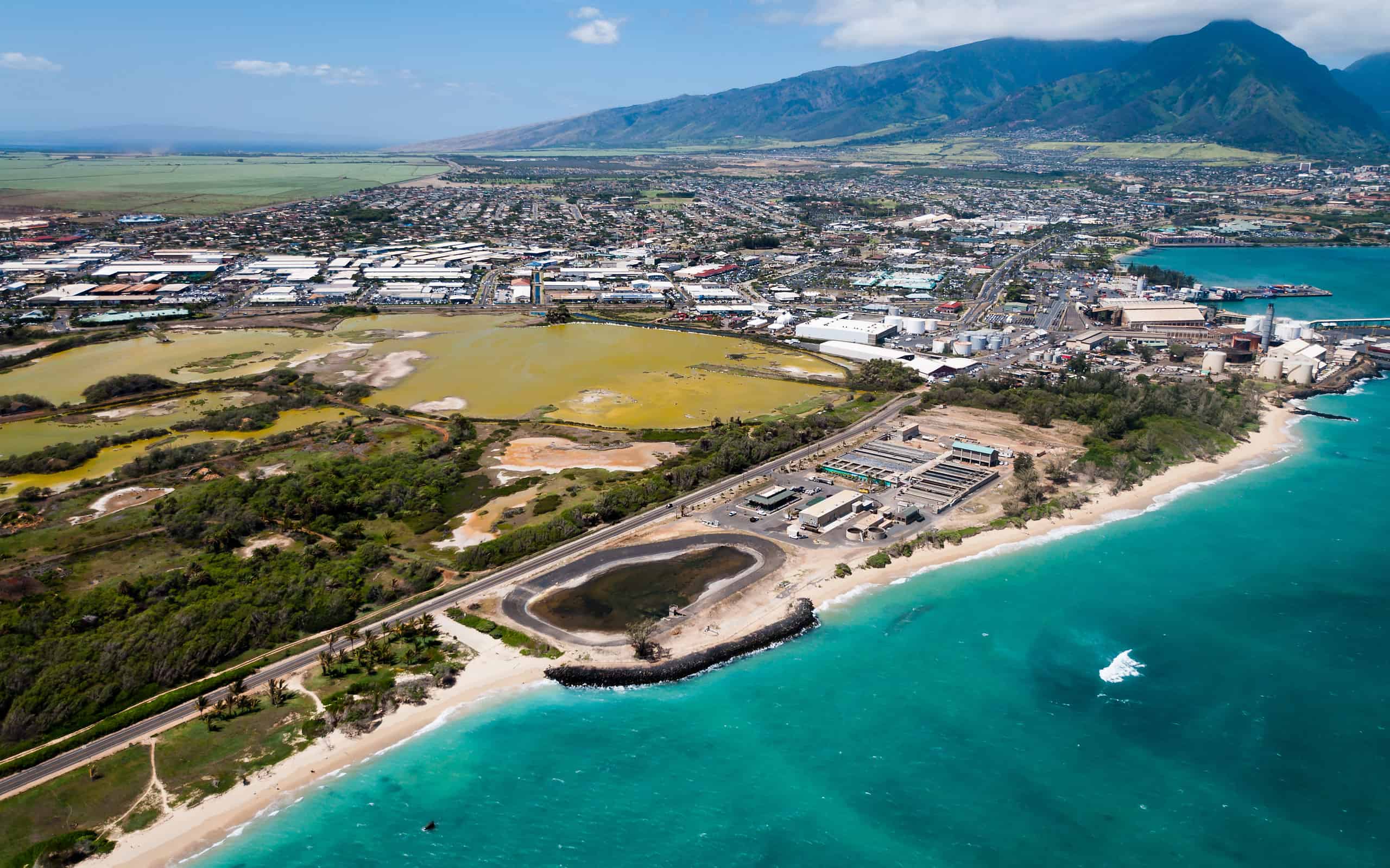An aerial view of a Maui beach